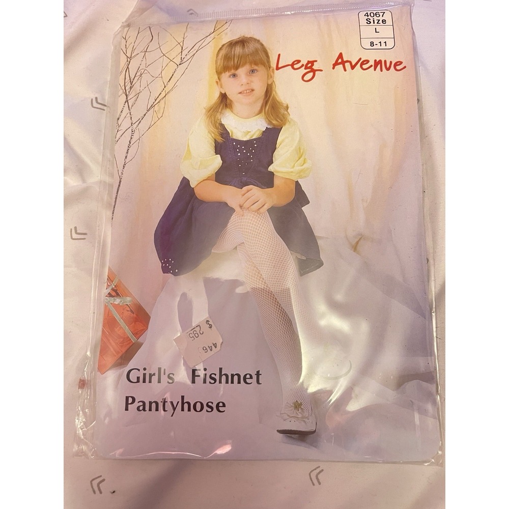 Girls White Fishnet Tights Size  Large 8-11‎ By Leg Avenue